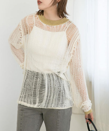 隨機鏤空編織寬鬆針織衫