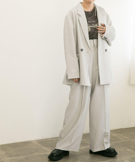 中線高腰寬腿褲