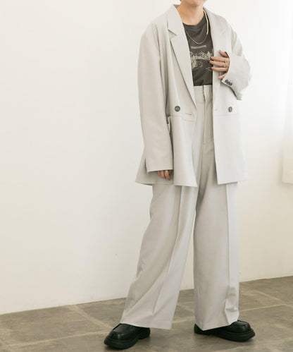 中線高腰寬腿褲