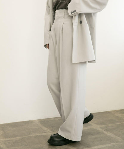 中線高腰寬腿褲