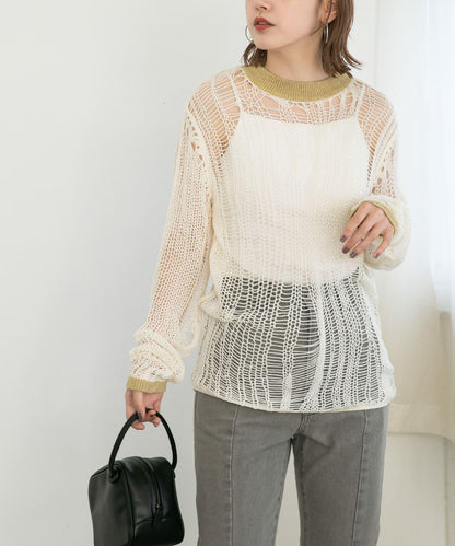 隨機鏤空編織寬鬆針織衫