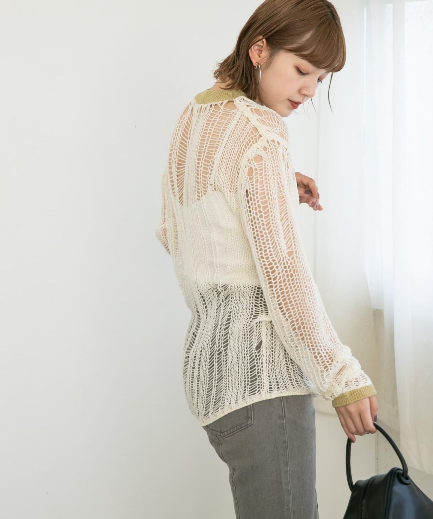 隨機鏤空編織寬鬆針織衫