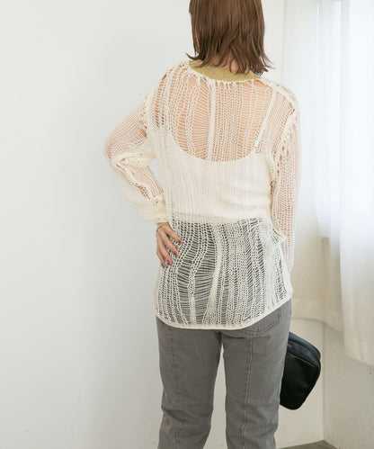 隨機鏤空編織寬鬆針織衫