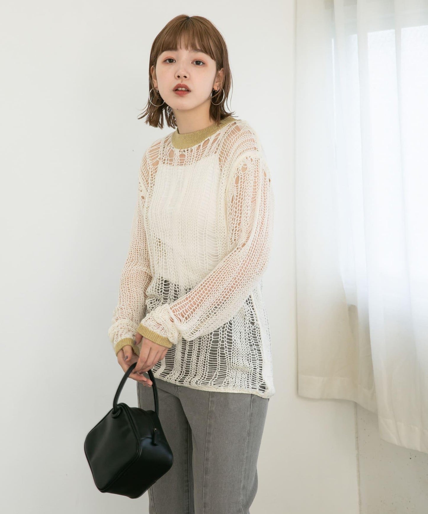 隨機鏤空編織寬鬆針織衫