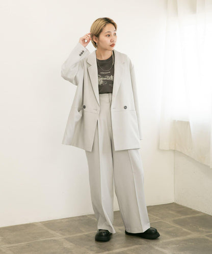 中線高腰寬腿褲