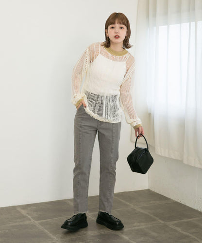 隨機鏤空編織寬鬆針織衫
