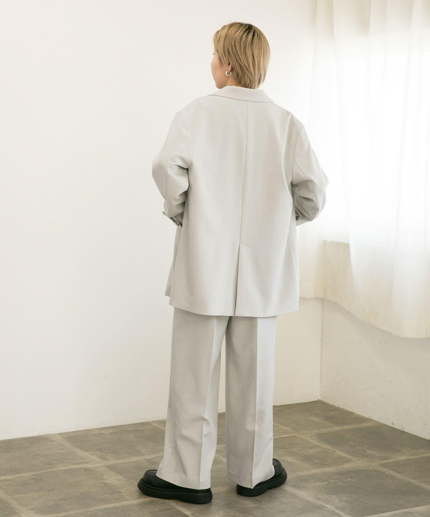 中線高腰寬腿褲