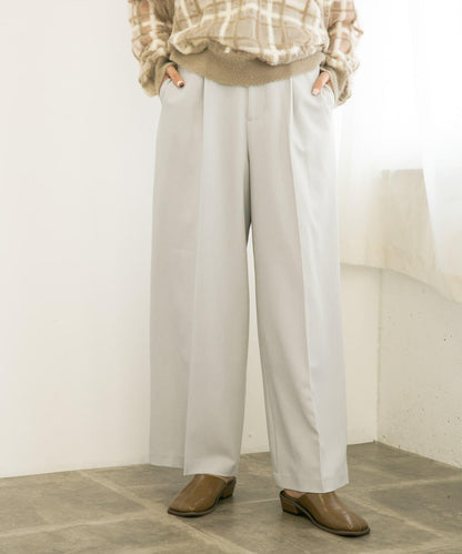 中線高腰寬腿褲