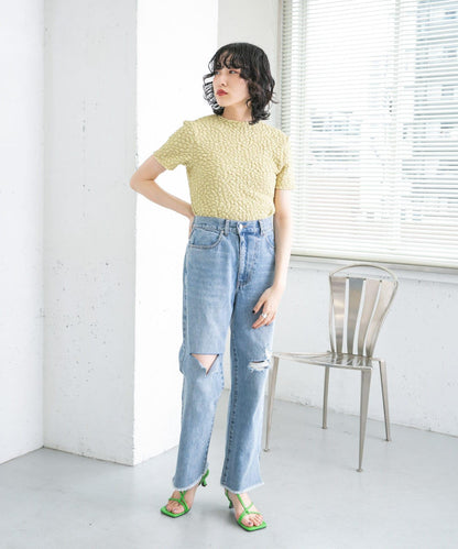 改良破洞開叉牛仔褲