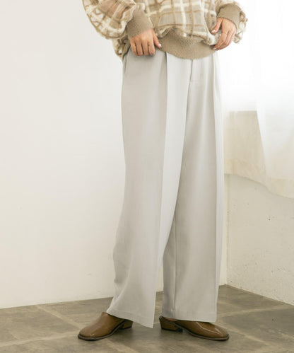 中線高腰寬腿褲