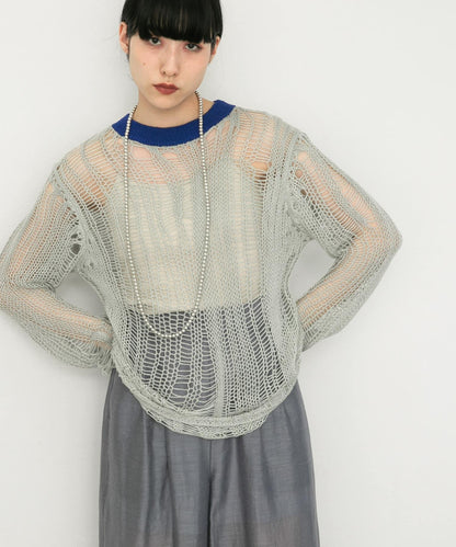 隨機鏤空編織寬鬆針織衫