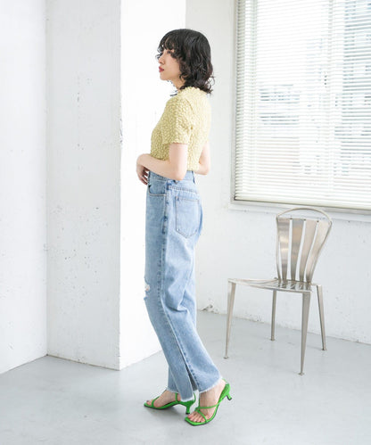 改良破洞開叉牛仔褲