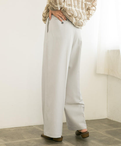 中線高腰寬腿褲