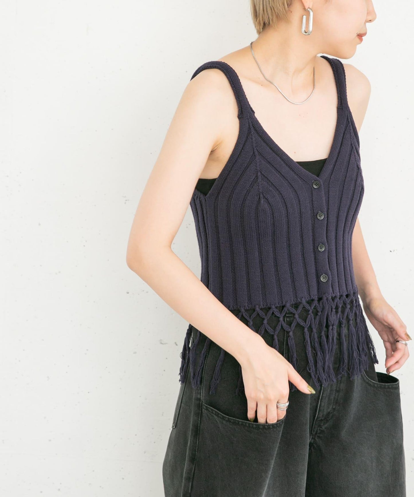 流蘇針織背心