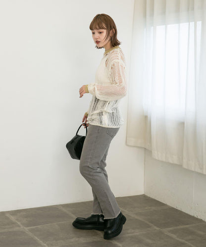 隨機鏤空編織寬鬆針織衫