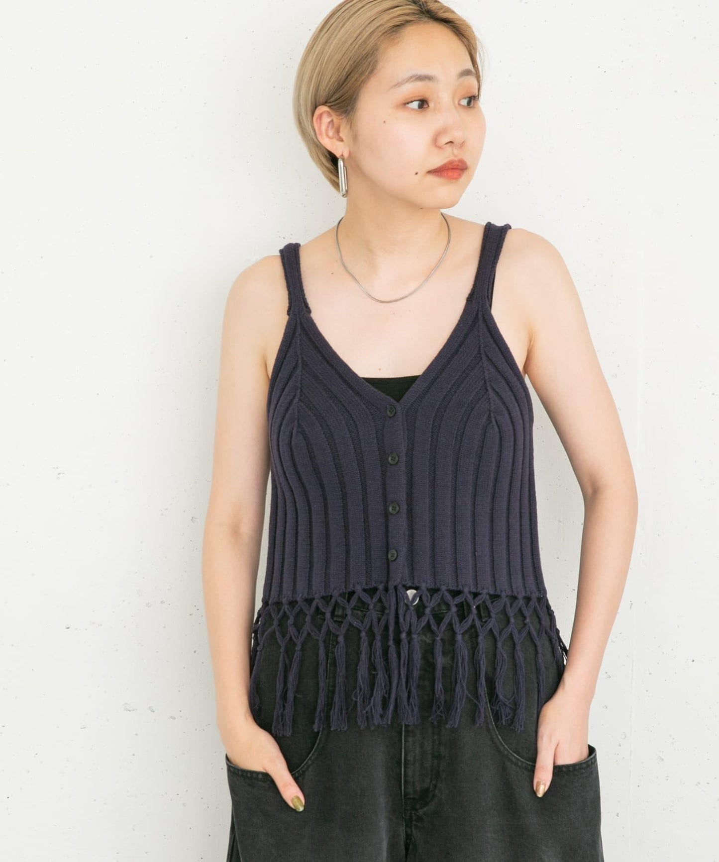流蘇針織背心