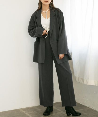 中線高腰寬腿褲