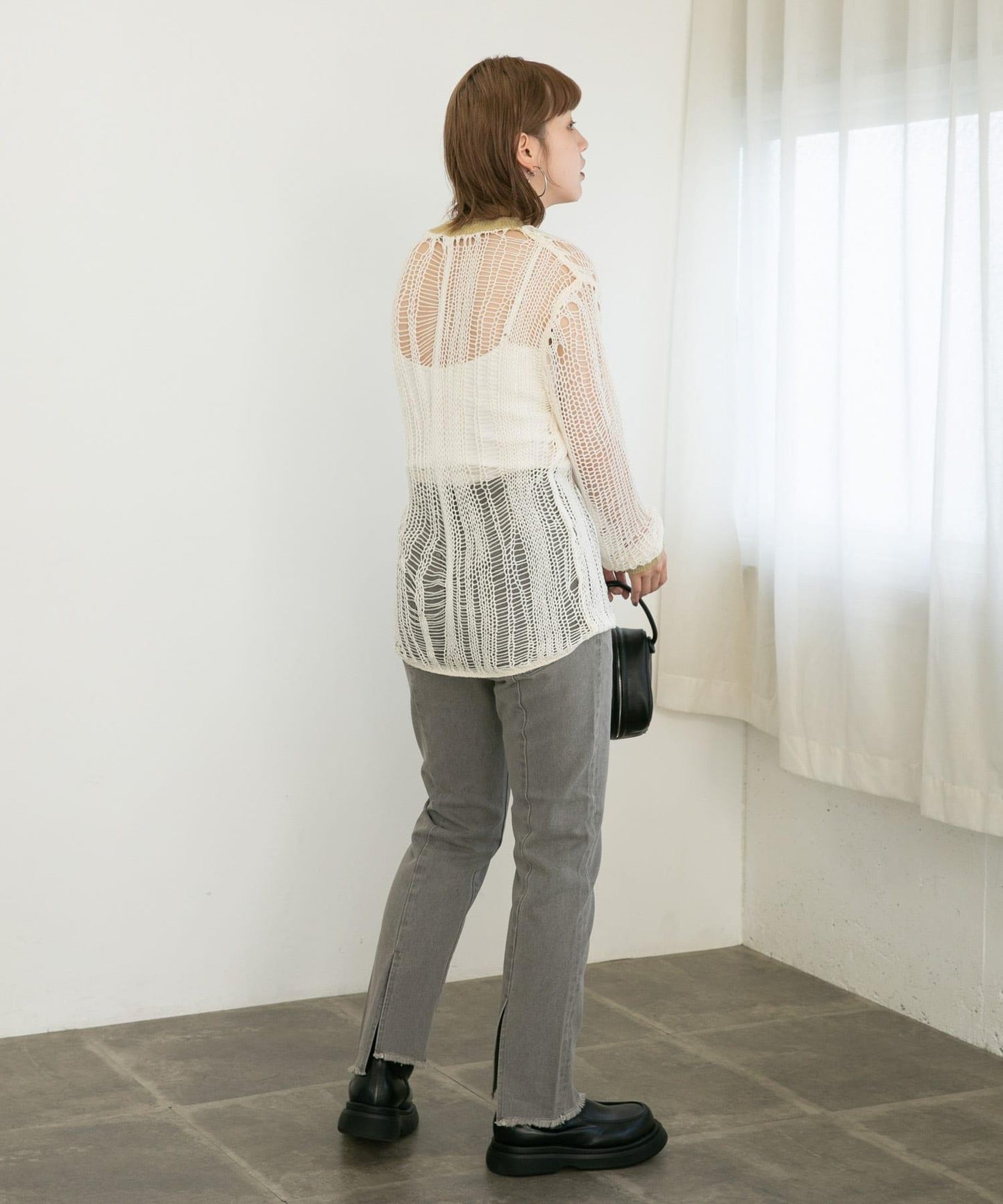 隨機鏤空編織寬鬆針織衫