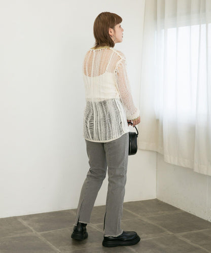 隨機鏤空編織寬鬆針織衫