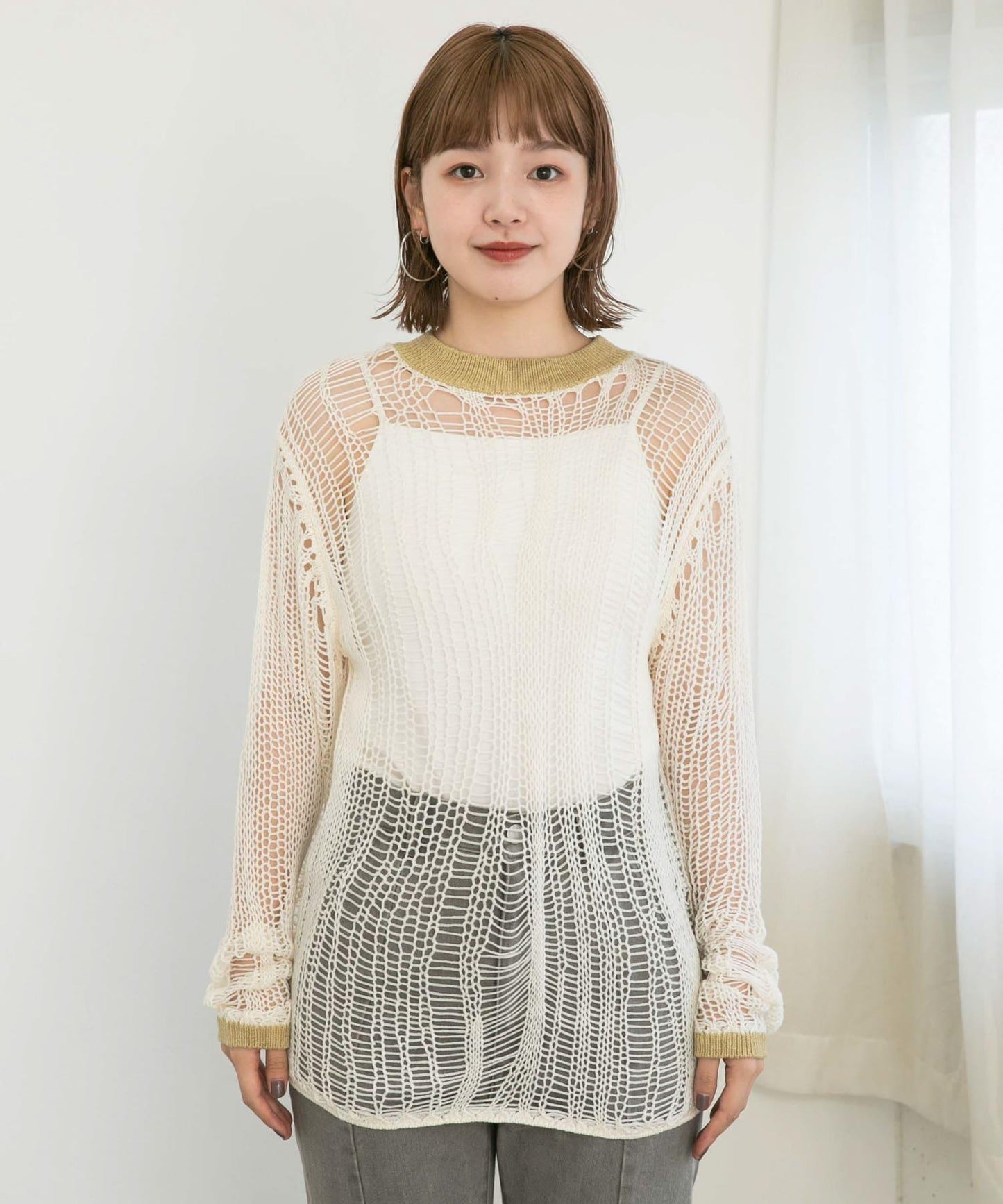 隨機鏤空編織寬鬆針織衫