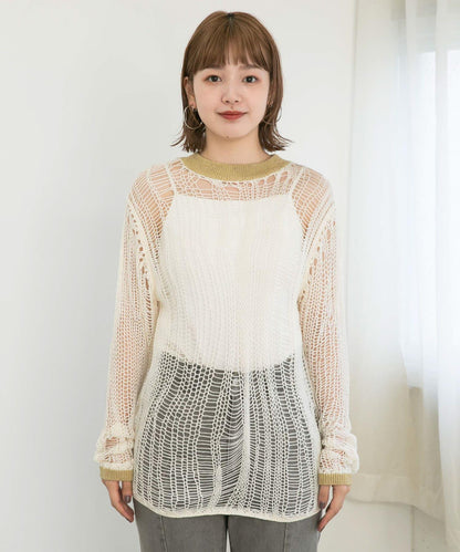 隨機鏤空編織寬鬆針織衫