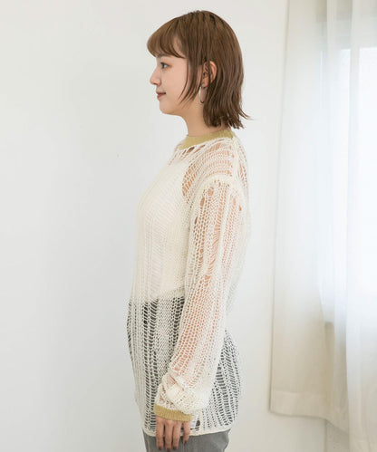 隨機鏤空編織寬鬆針織衫