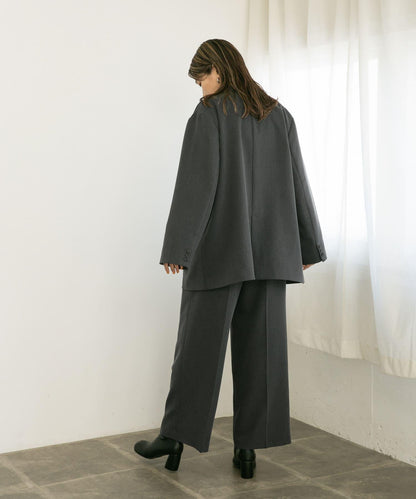 中線高腰寬腿褲