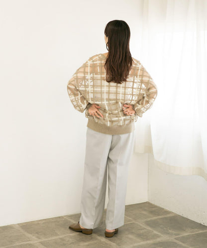 中線高腰寬腿褲