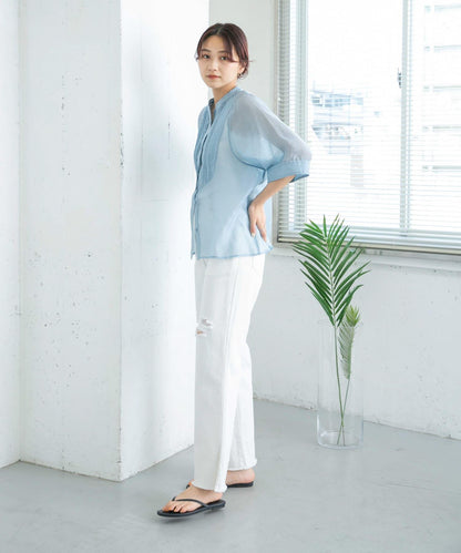 改良破洞開叉牛仔褲