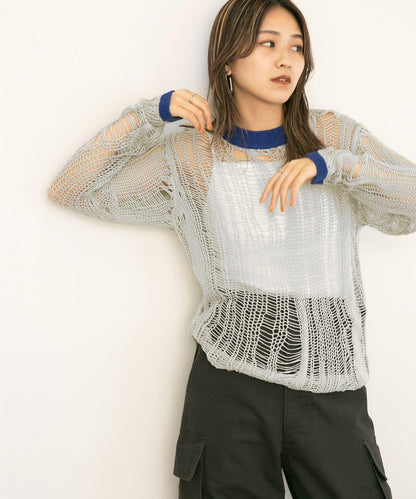 隨機鏤空編織寬鬆針織衫