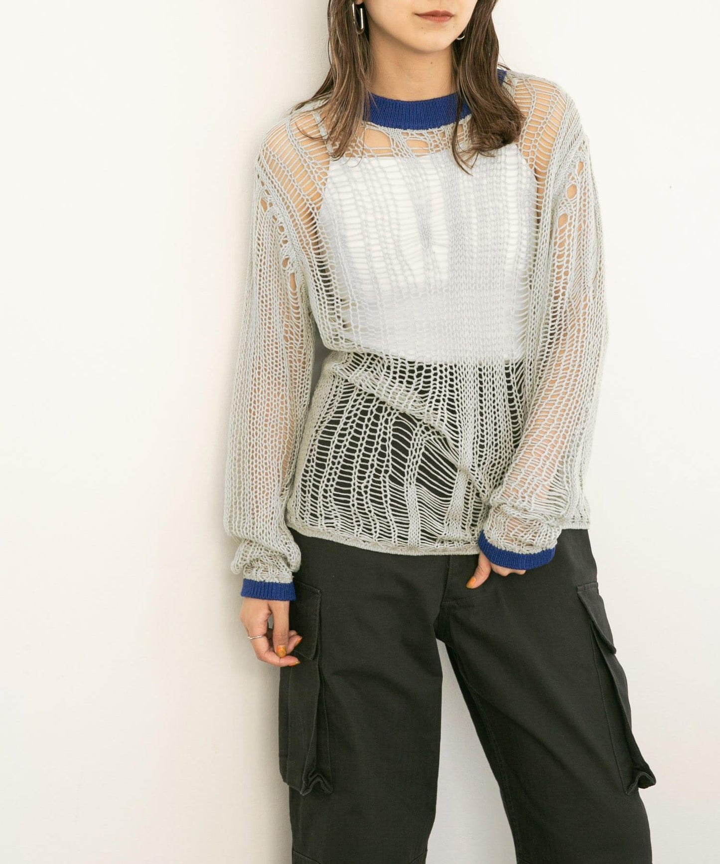 隨機鏤空編織寬鬆針織衫