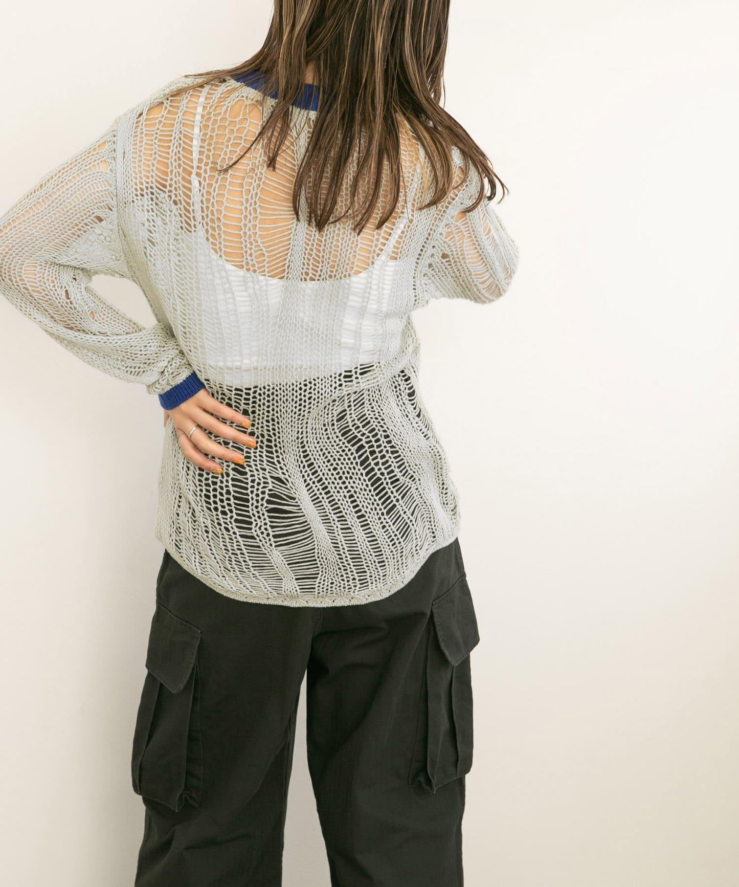 隨機鏤空編織寬鬆針織衫