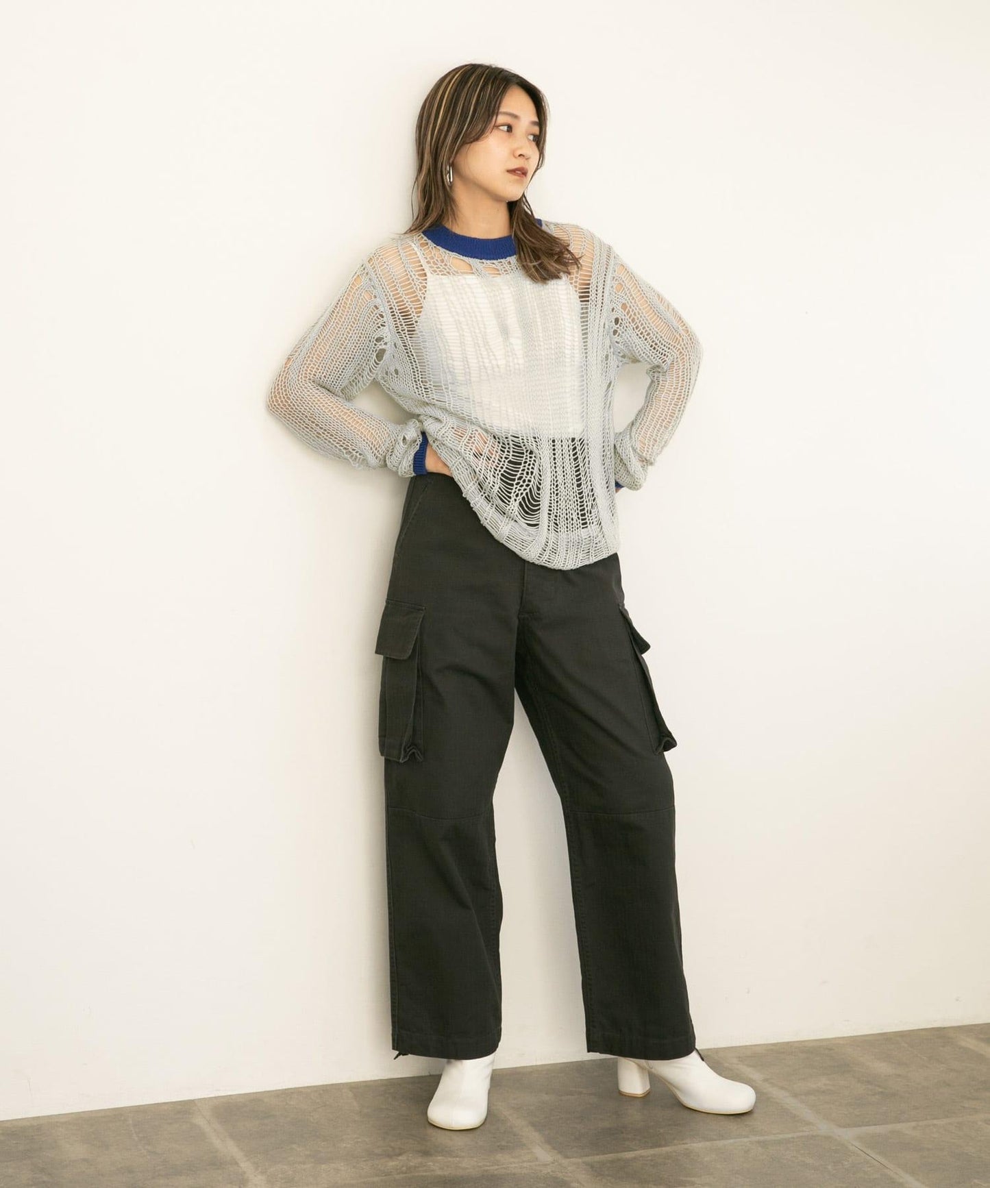 隨機鏤空編織寬鬆針織衫