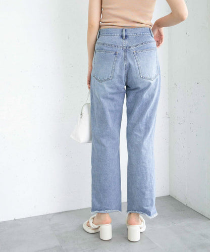 改良破洞開叉牛仔褲