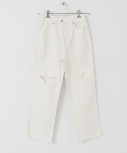 改良破洞開叉牛仔褲