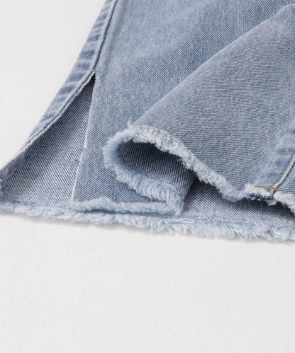 改良破洞開叉牛仔褲