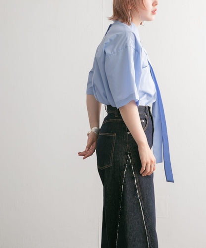 泰式套裝繭型長款襯衫