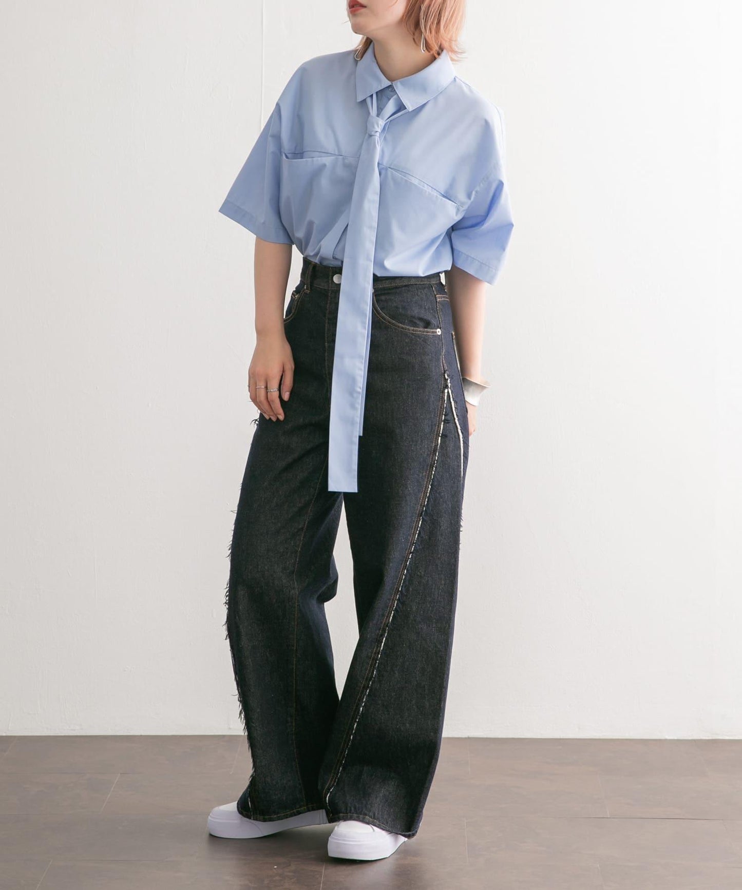 泰式套裝繭型長款襯衫