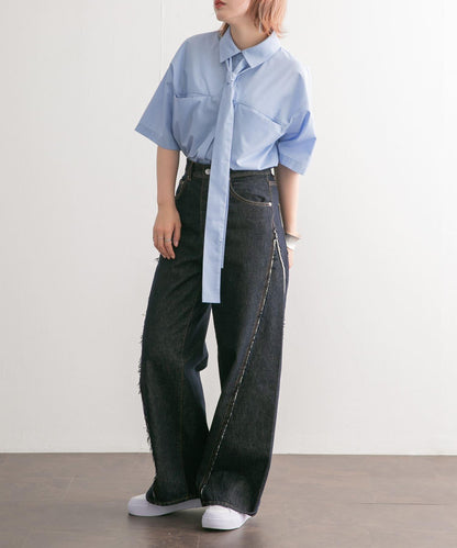 泰式套裝繭型長款襯衫