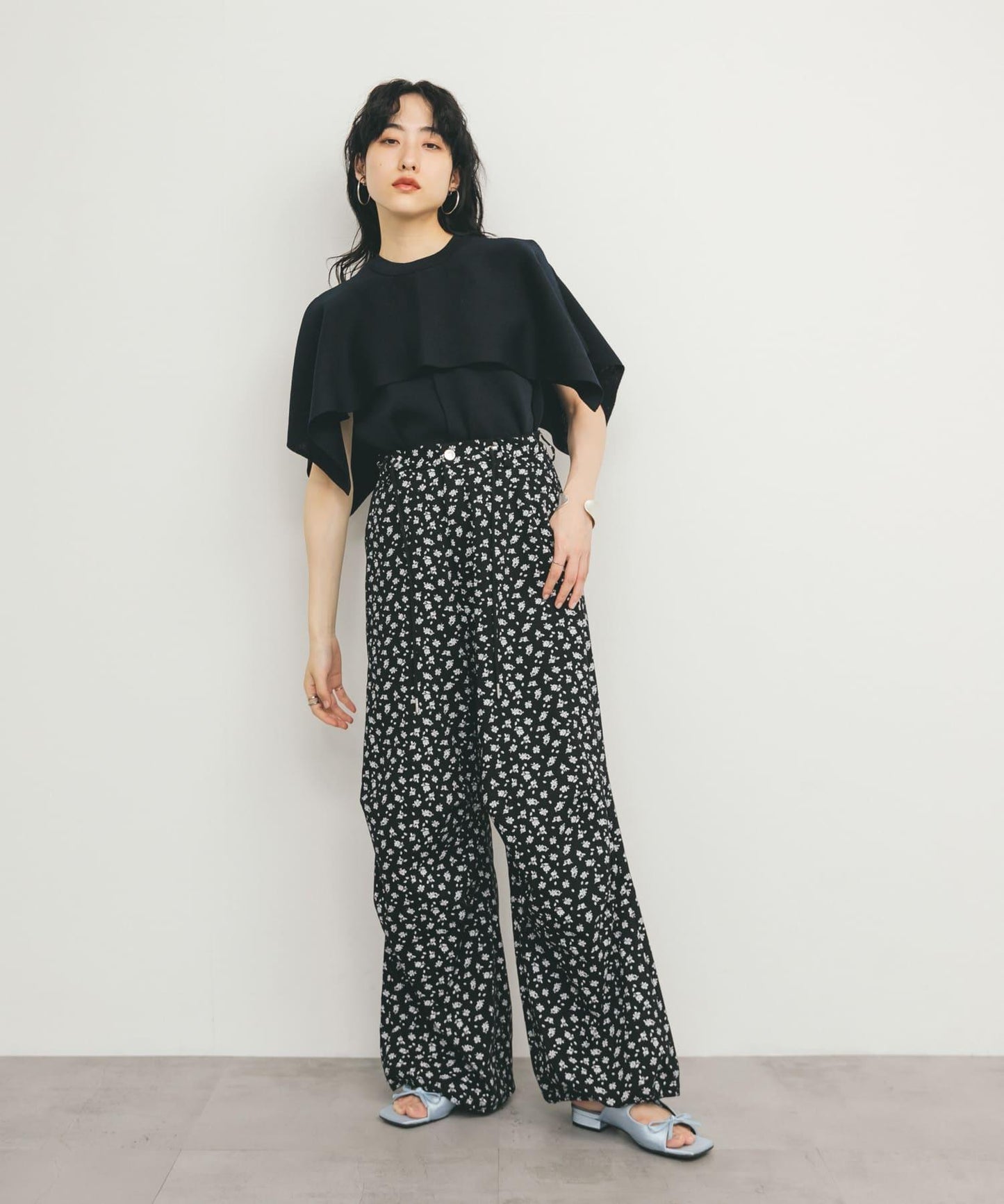 花卉印花抽繩褲