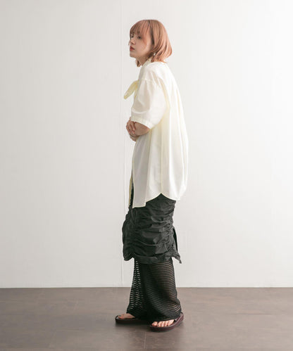 泰式套裝繭型長款襯衫