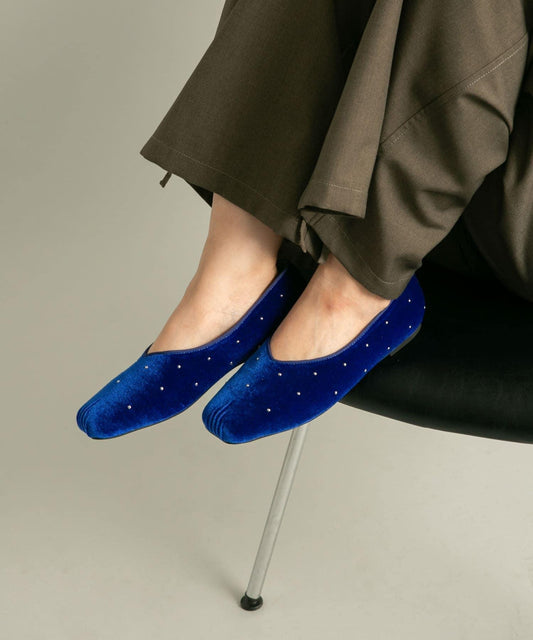 鉚釘天鵝絨高跟鞋