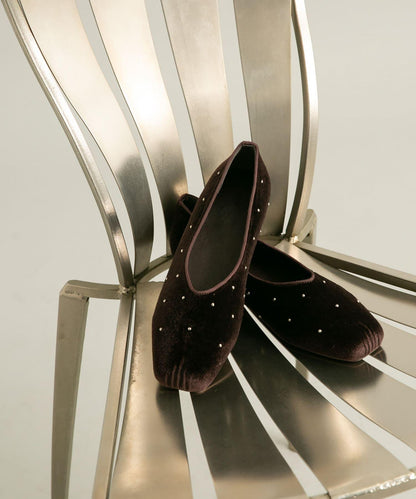 鉚釘天鵝絨高跟鞋