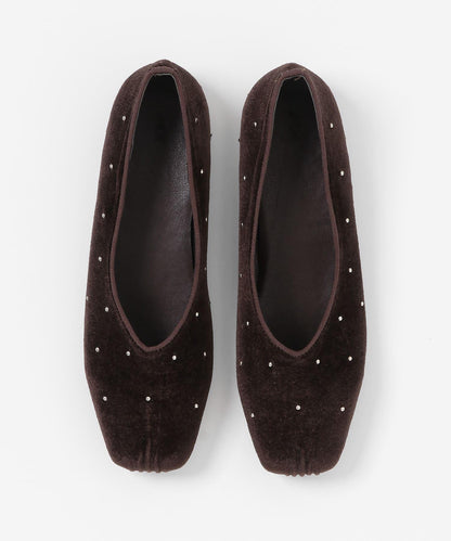 鉚釘天鵝絨高跟鞋