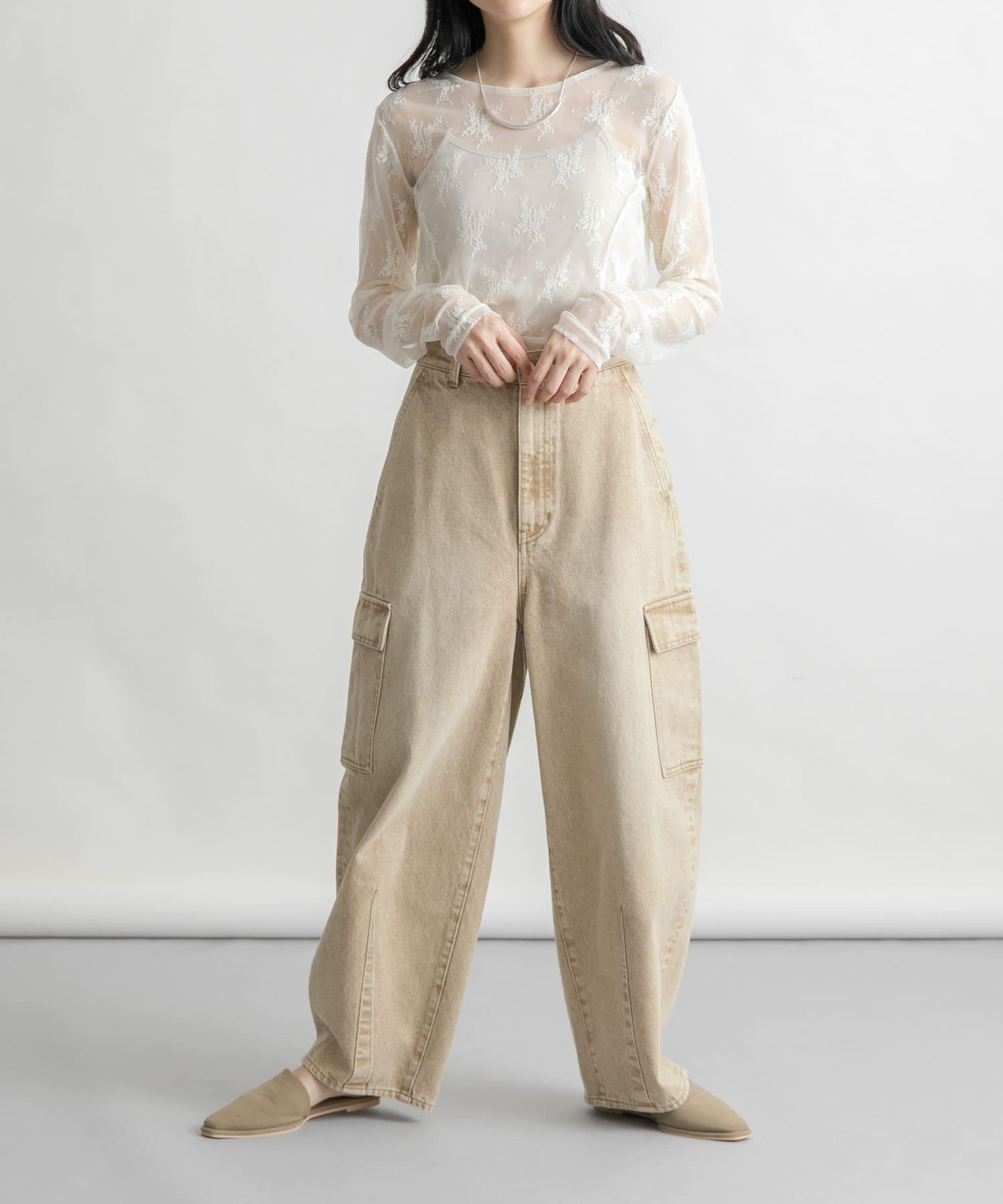 弧形工裝牛仔褲