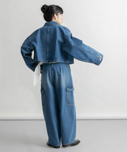 弧形工裝牛仔褲