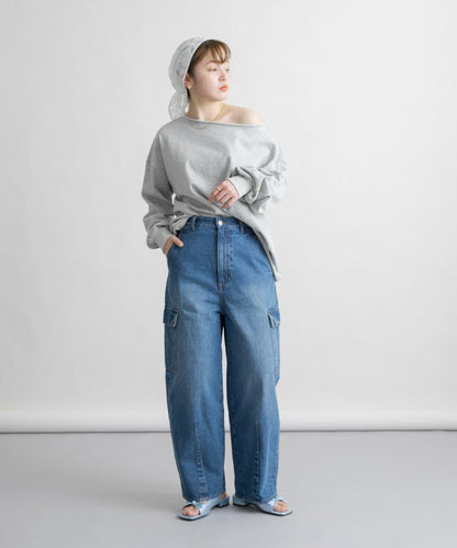 弧形工裝牛仔褲