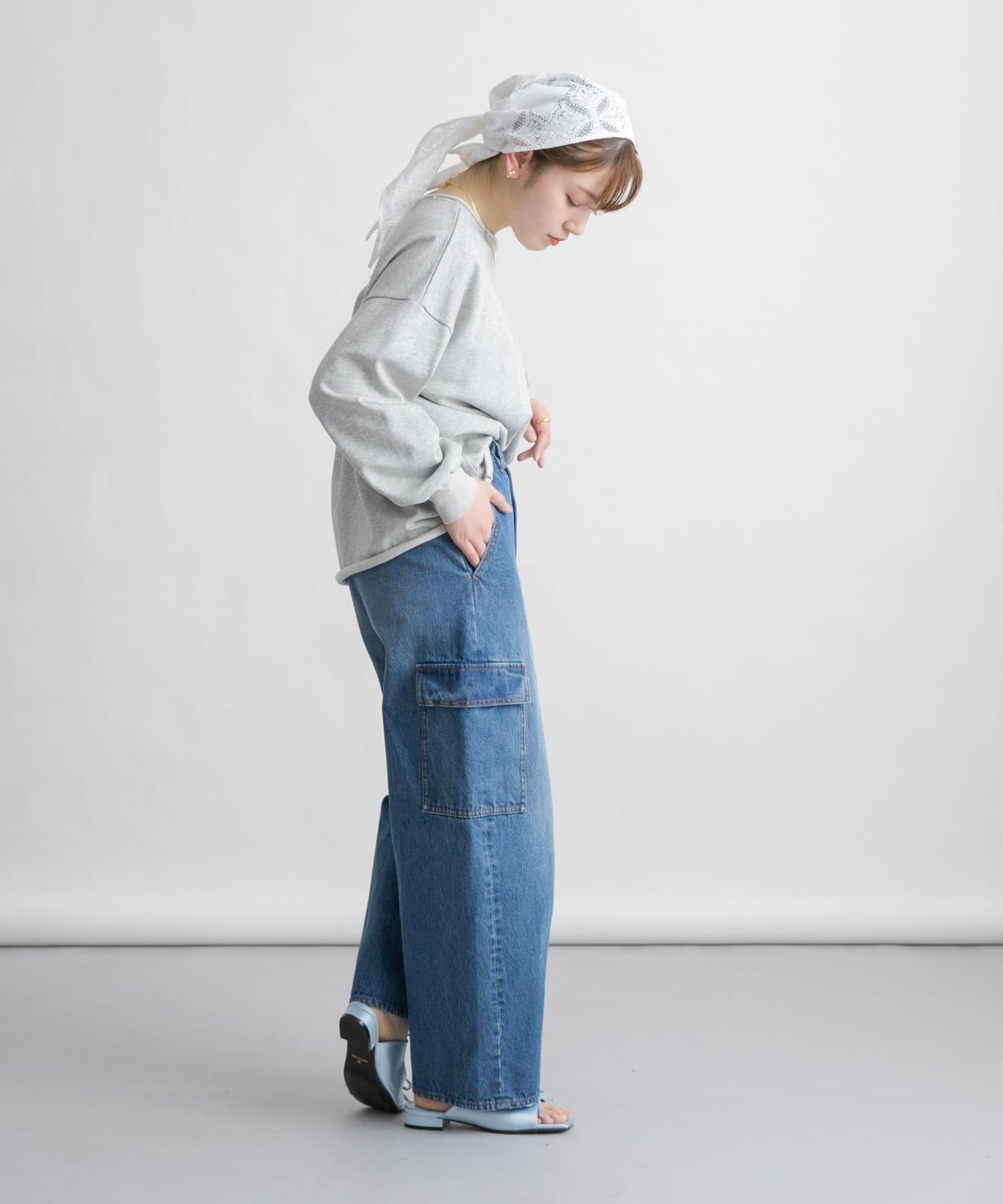 弧形工裝牛仔褲