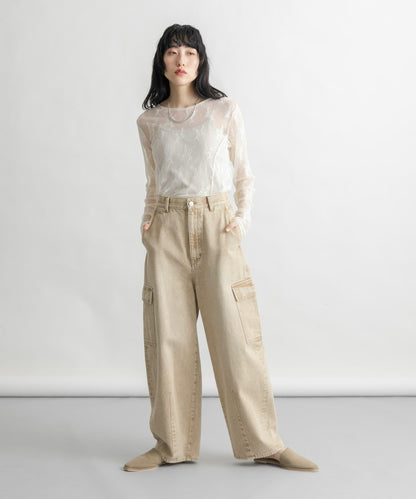 弧形工裝牛仔褲