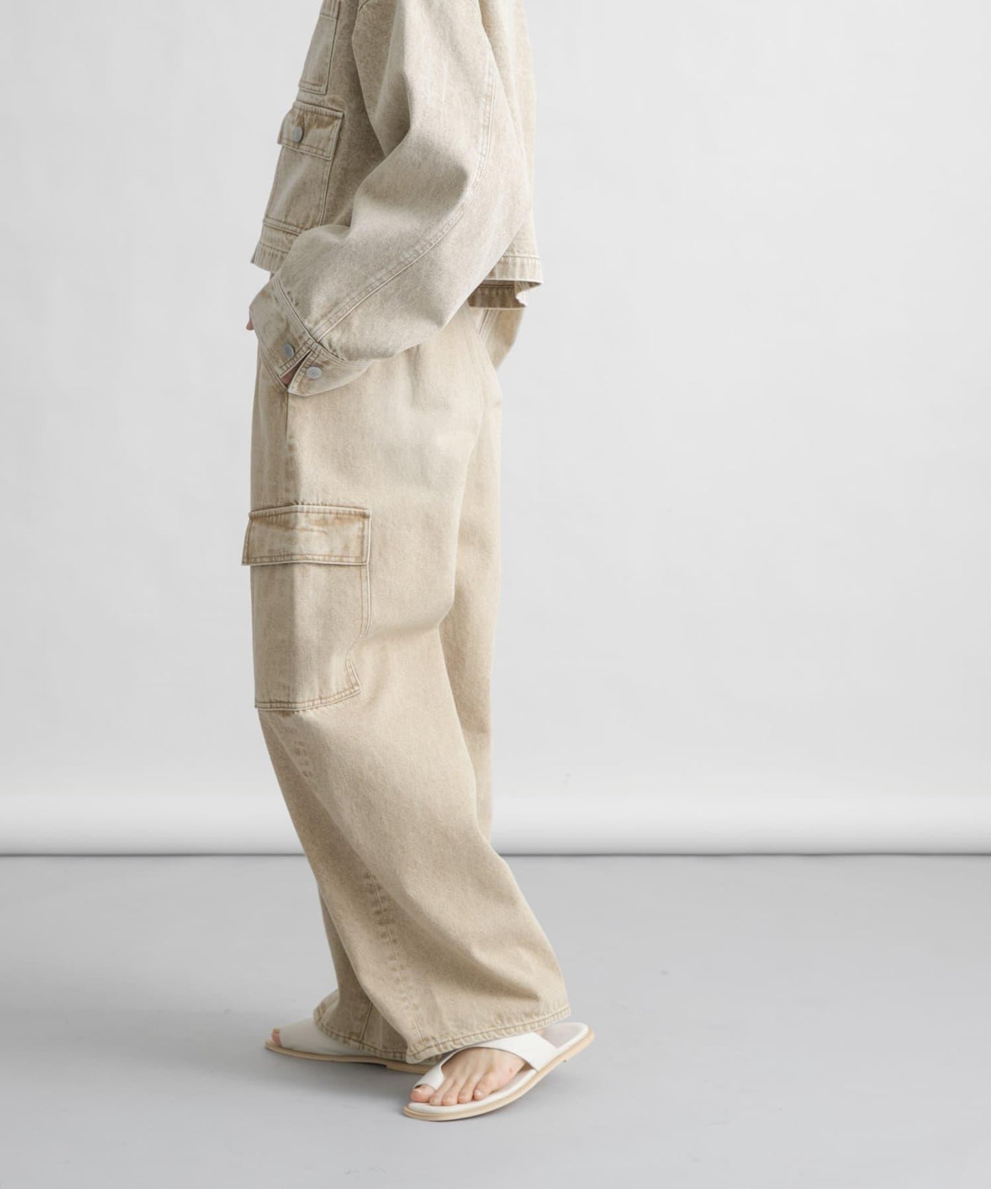 弧形工裝牛仔褲